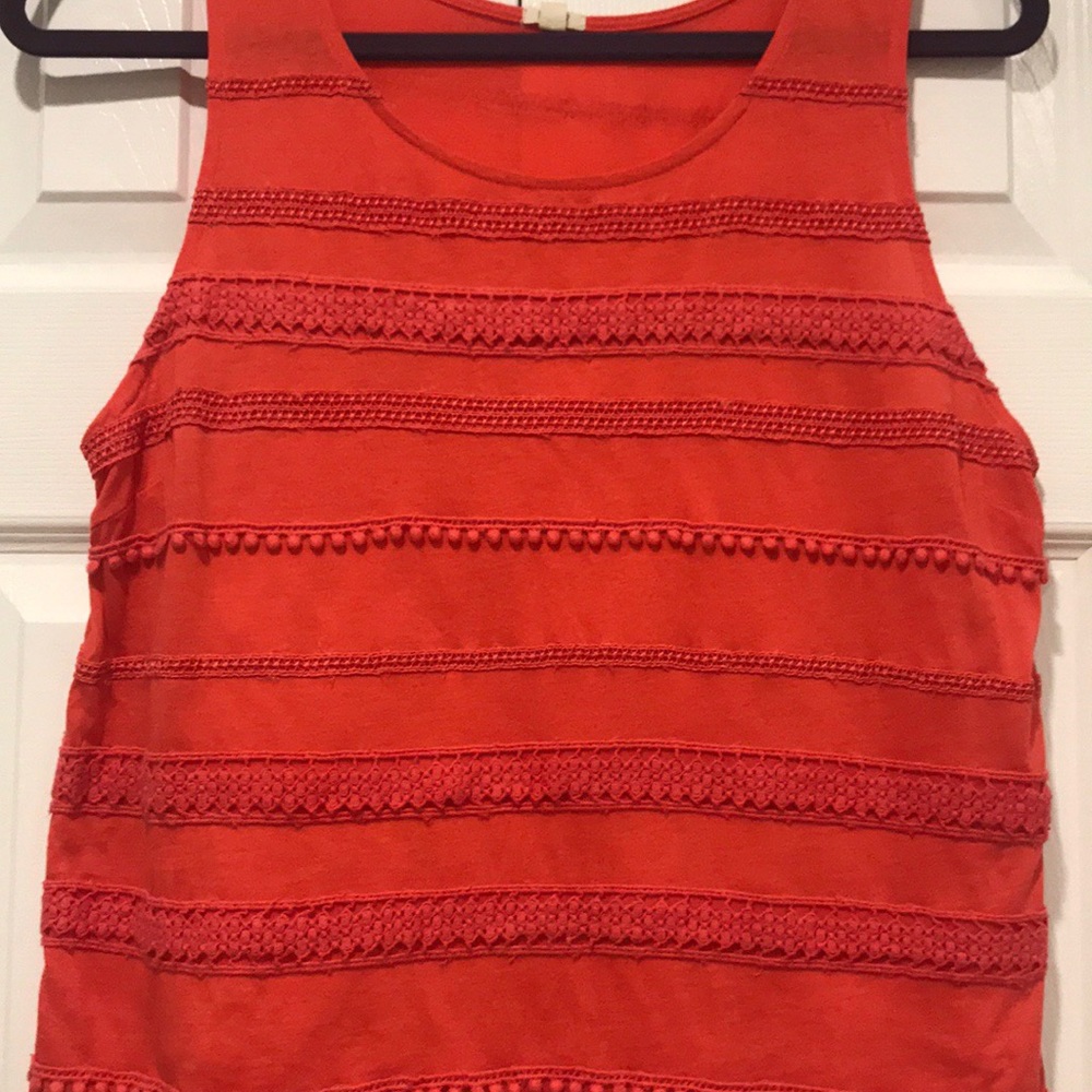 J Crew Orange lace Sleeveless Tank Top Sz S - Picture 2 of 4